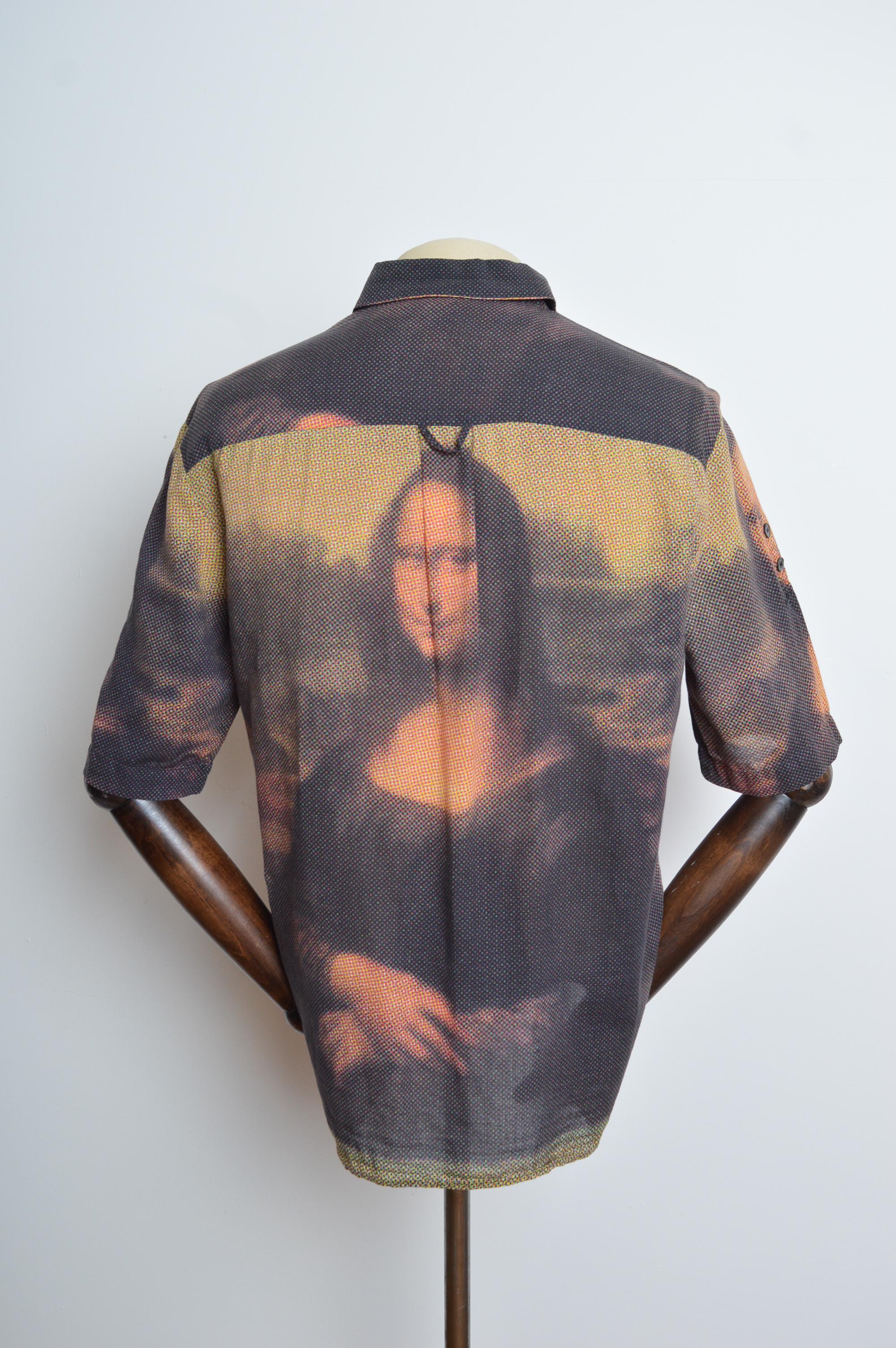 Dolce & Gabbana Mona Lisa Printed Cotton short sleeve Art pattern Shirt For Sale 5