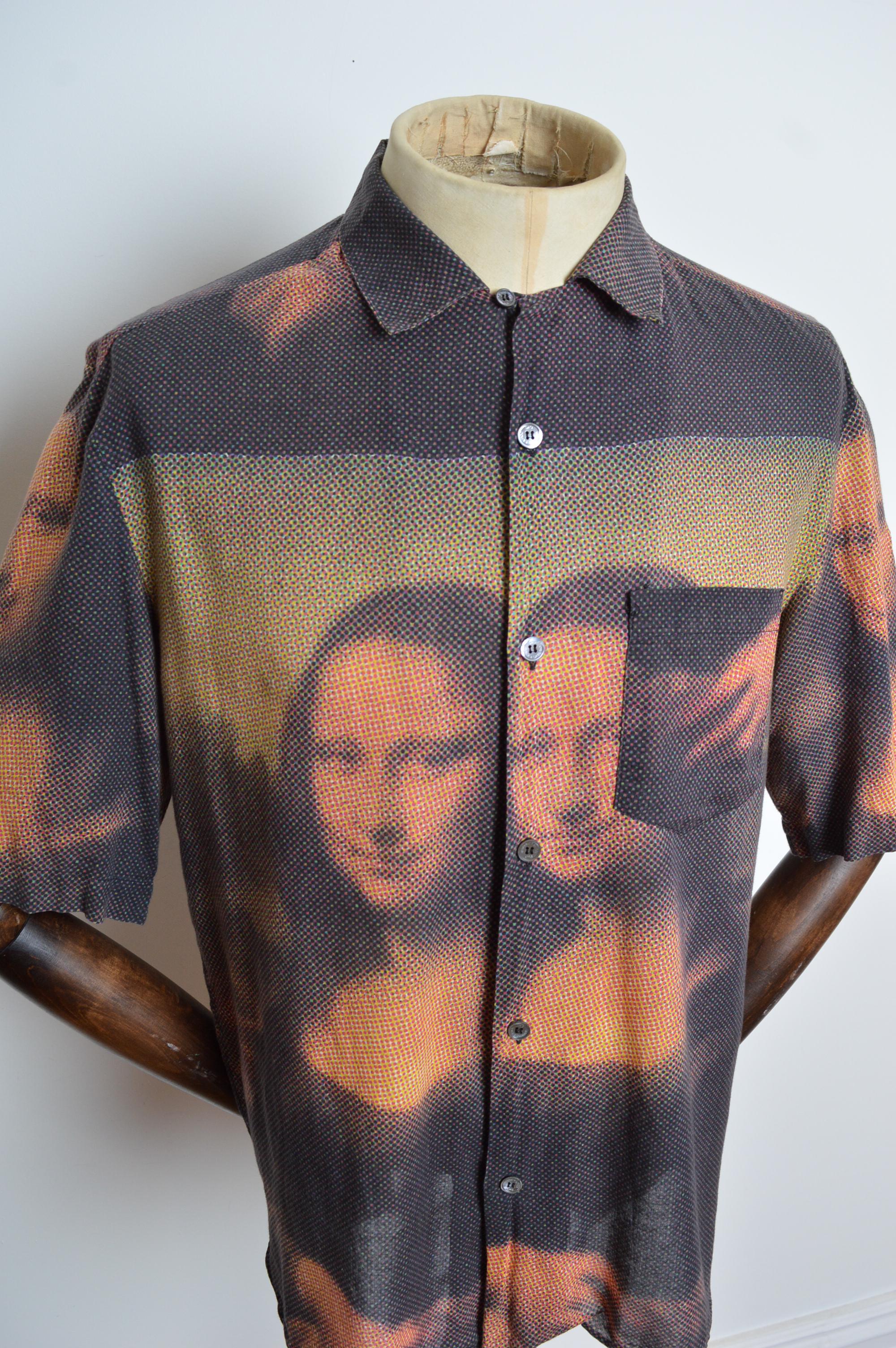 Men's Dolce & Gabbana Mona Lisa Printed Cotton short sleeve Art pattern Shirt For Sale