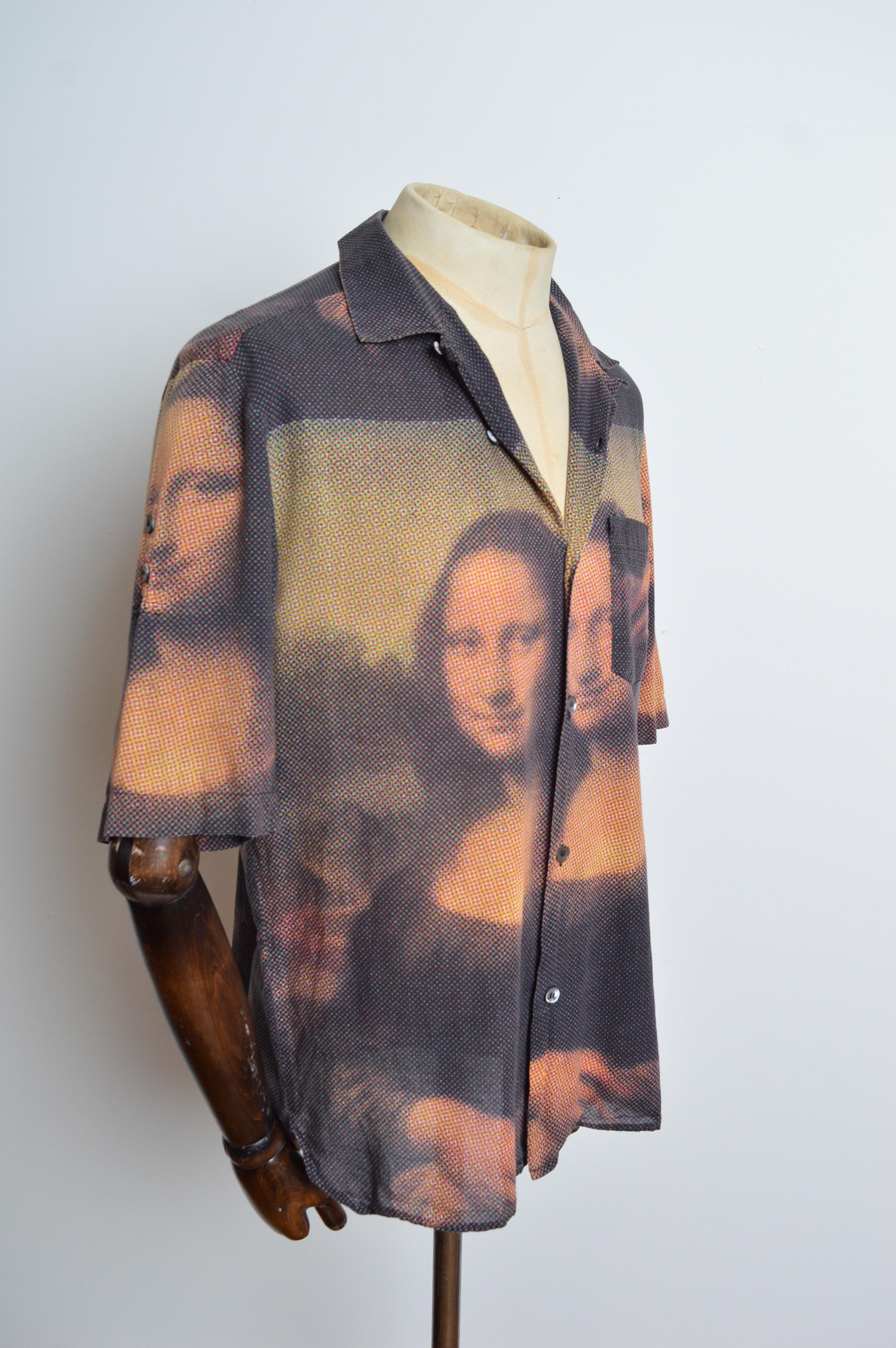 Dolce & Gabbana Mona Lisa Printed Cotton short sleeve Art pattern Shirt For Sale 4