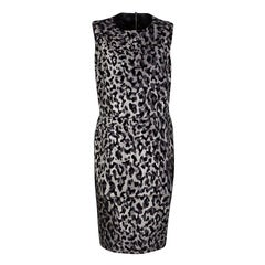 Dolce & Gabbana Monchrome Flock Animal Print Layered Sleeveless Dress L