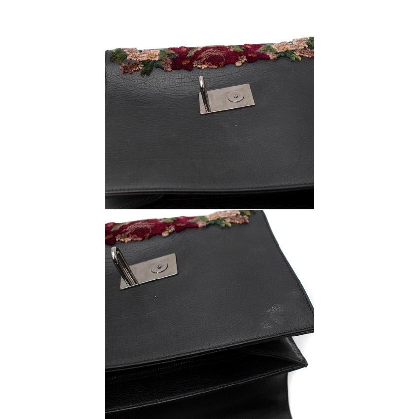 Dolce & Gabbana Monica Floral Velvet Black Leather Bag 2