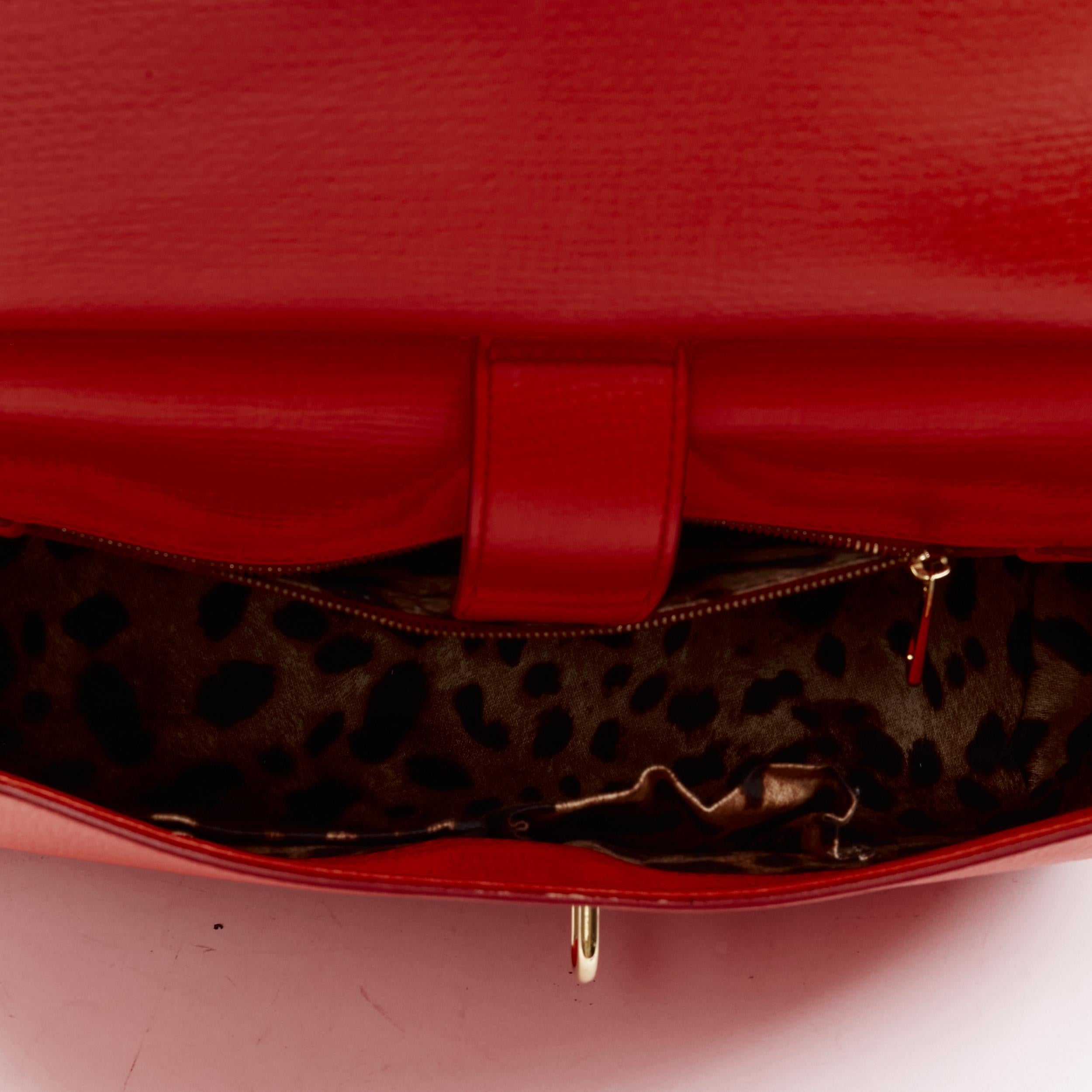 DOLCE GABBANA Monica orange leather gold lock flap shoulder satchel bag For Sale 2