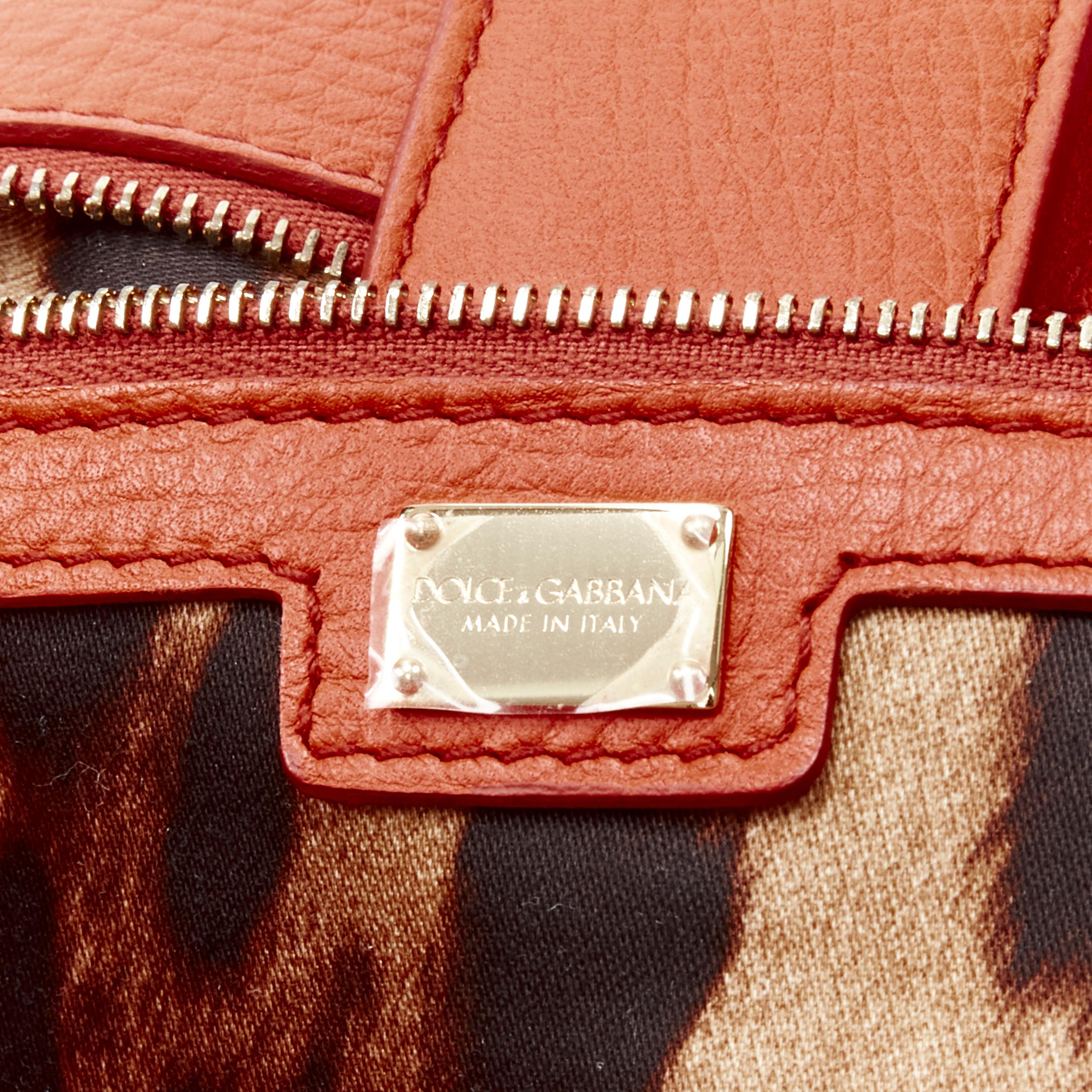 DOLCE GABBANA Monica orange leather gold lock flap shoulder satchel bag For Sale 3