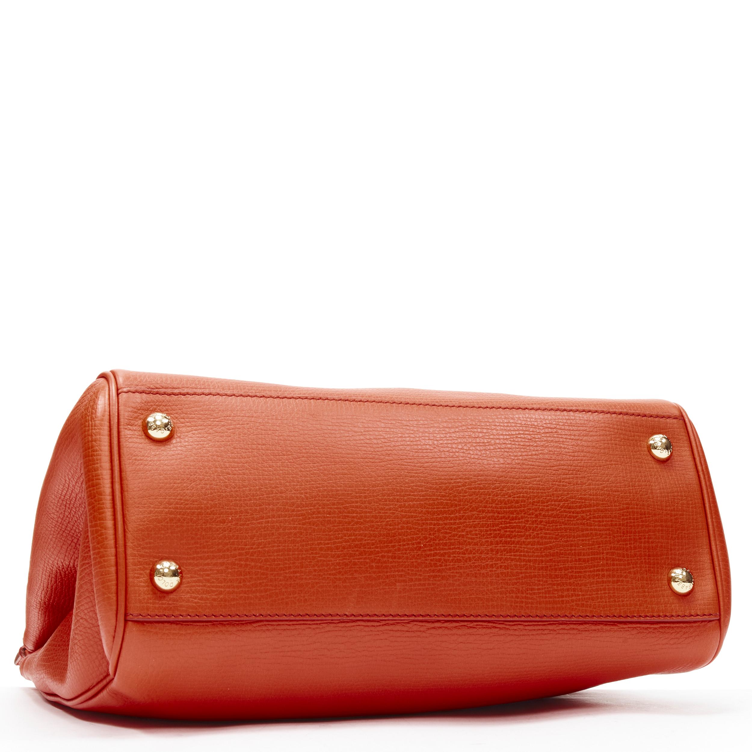 Orange DOLCE GABBANA Monica orange leather gold lock flap shoulder satchel bag For Sale
