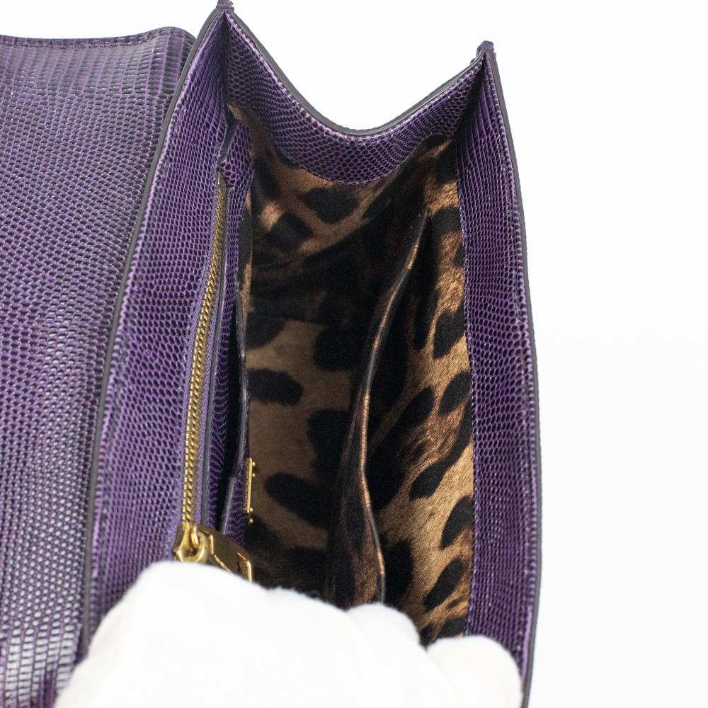 DOLCE & GABBANA Monica Shoulder bag in Purple Leather In Excellent Condition In Clichy, FR