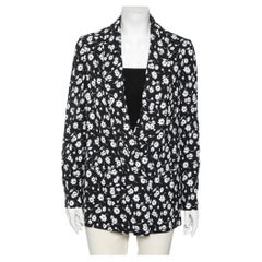 Dolce & Gabbana Monochrome Daisy Print Crepe Tailored Blazer M