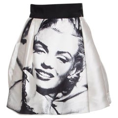 Dolce & Gabbana Monochrome Marilyn Monroe Face Print Silk Pleated Skirt S