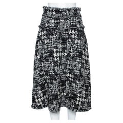 Dolce & Gabbana Monochrome Patterned Tweed Midi Skirt M