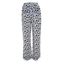 Dolce & Gabbana Monochrome Polka Dot Print Silk Straight Fit Trousers M