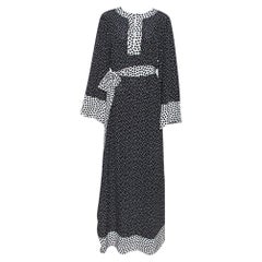 Dolce & Gabbana Monochrome Polka Dot Silk Belted Maxi Dress L