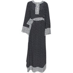 Dolce & Gabbana Monochrome Polka Dot Silk Belted Maxi Dress M