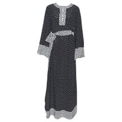 Dolce & Gabbana Monochrome Polka Dot Silk Belted Maxi Dress M