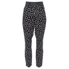 Dolce & Gabbana Monochrome Polka Dotted Crepe Trousers L