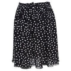 Dolce & Gabbana Monochrome Polka Dotted Lace Trim Silk Skirt M