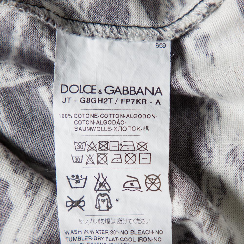 Dolce & Gabbana Camiseta de algodón con estampado monocromo y cuello redondo XS en Bueno Estado en Dubai, Al Qouz 2
