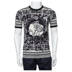 Dolce & Gabbana Monochrome Printed Cotton Crewneck T-Shirt XS