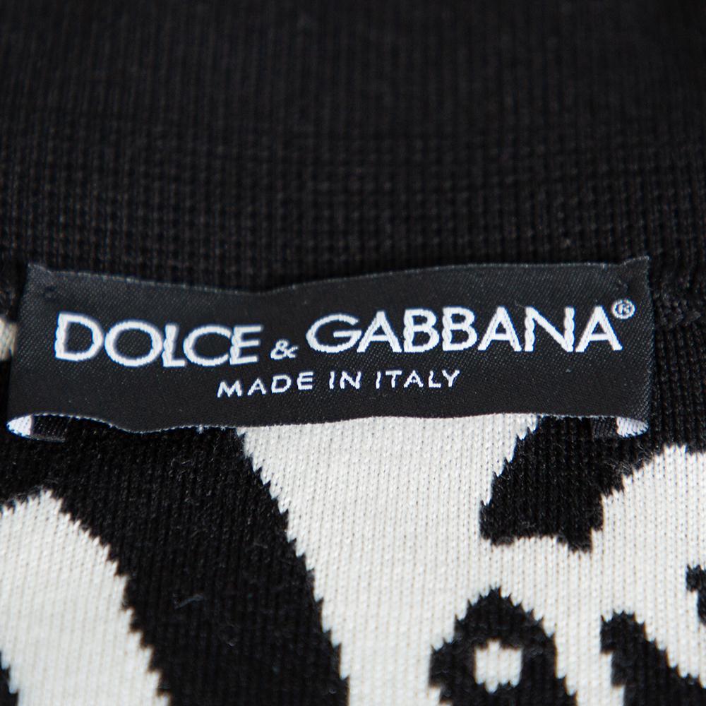 Dolce & Gabbana Monochrome Seide Jazz drucken Intarsien stricken Polo T Shirt XXL Herren