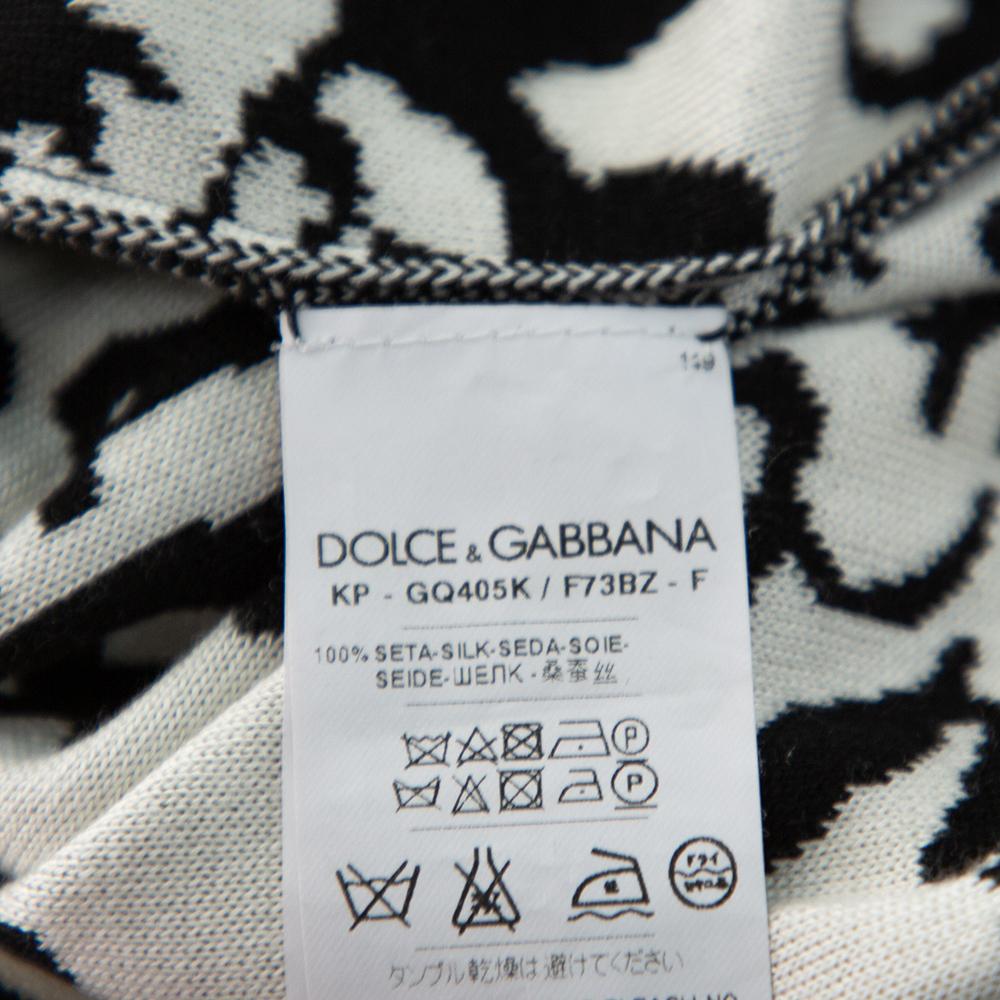 Dolce & Gabbana Monochrome Seide Jazz drucken Intarsien stricken Polo T Shirt XXL 1