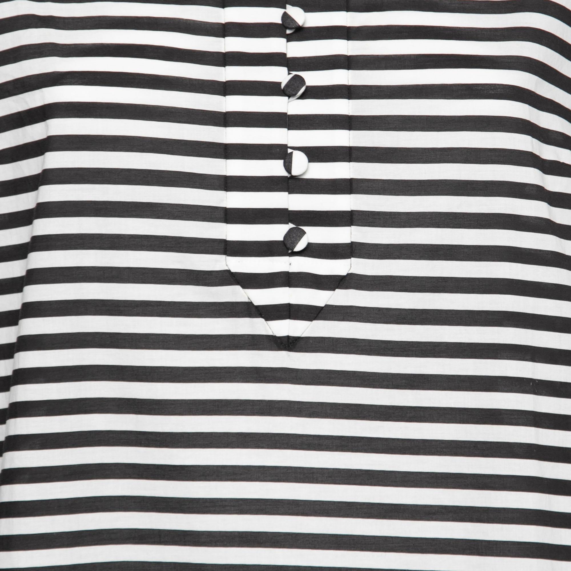 Women's Dolce & Gabbana Monochrome Striped Cotton Long Sleeve Beach Tunic M