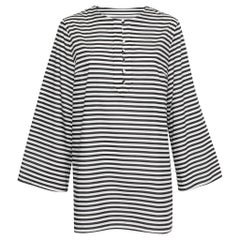 Dolce & Gabbana Monochrome Striped Cotton Long Sleeve Beach Tunic M