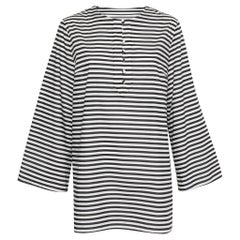 Dolce & Gabbana Monochrom gestreifte langärmelige Strand-Tunika aus Baumwolle M