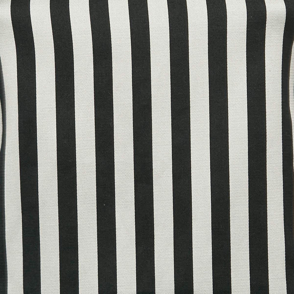 Gray Dolce & Gabbana Monochrome Striped Cotton Sleeveless Mini Dress XS For Sale