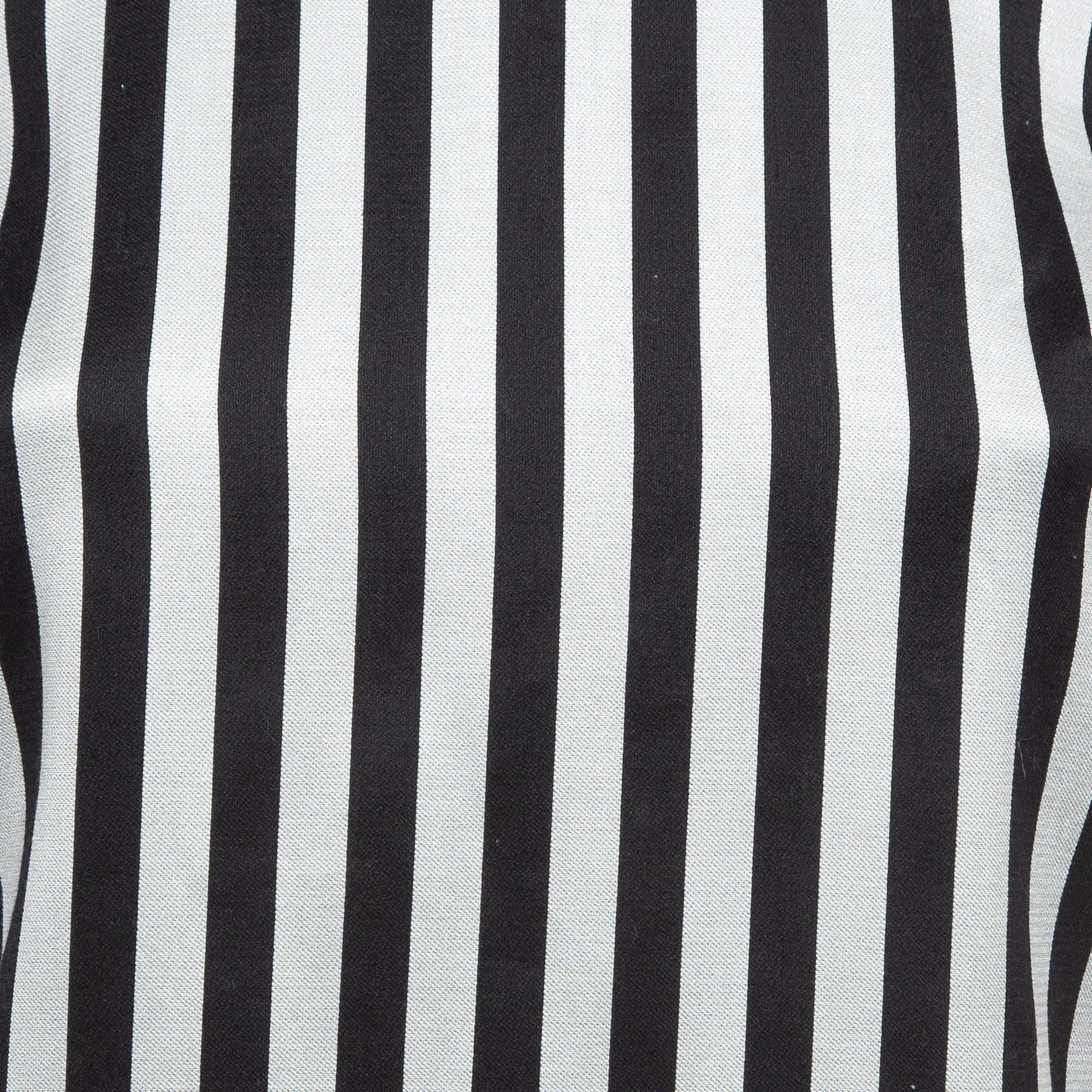 Dolce & Gabbana Monochrome Striped Cotton Sleeveless Mini Dress XS In Excellent Condition In Dubai, Al Qouz 2