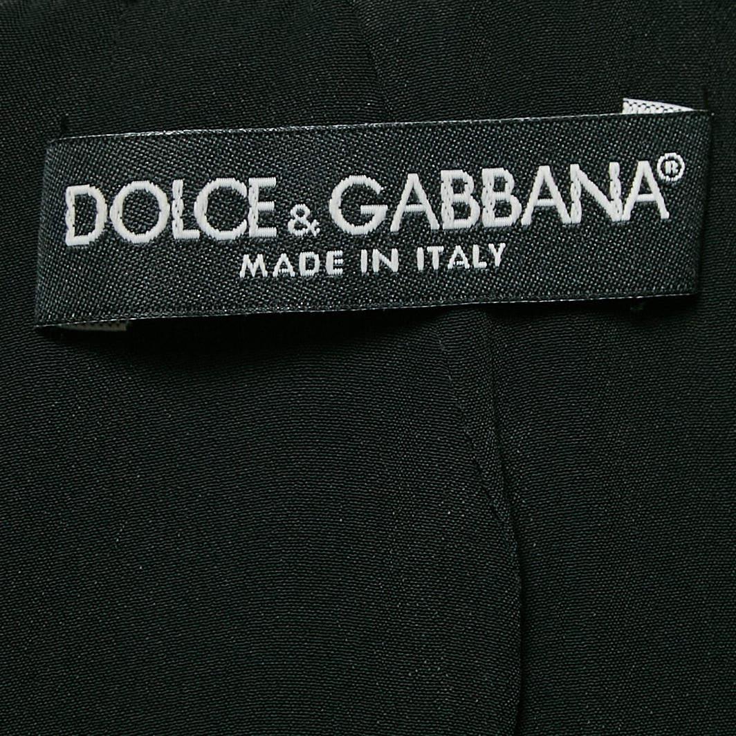 Dolce & Gabbana Monochrome Striped Cotton Sleeveless Mini Dress XS In New Condition For Sale In Dubai, Al Qouz 2