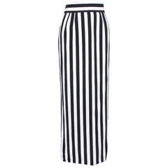 Dolce & Gabbana Monochrome Striped Crepe Maxi Skirt L