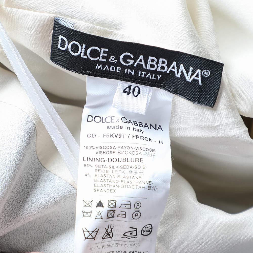 Dolce & Gabbana Monochromes ärmelloses Midikleid aus Krepp mit Tempelmuster S im Zustand „Gut“ im Angebot in Dubai, Al Qouz 2