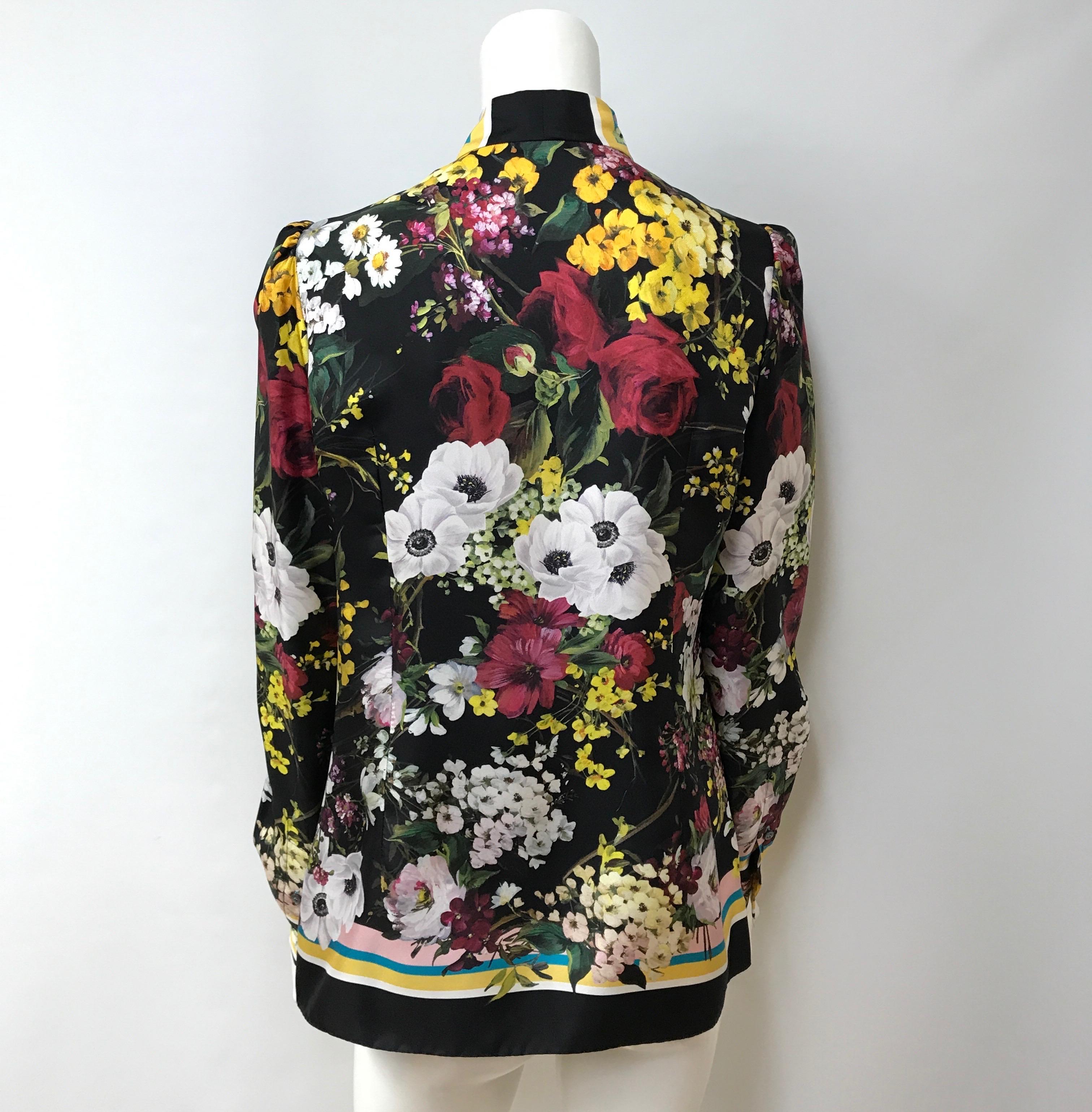 Black Dolce & Gabbana Multi Color Silk Floral Top-44