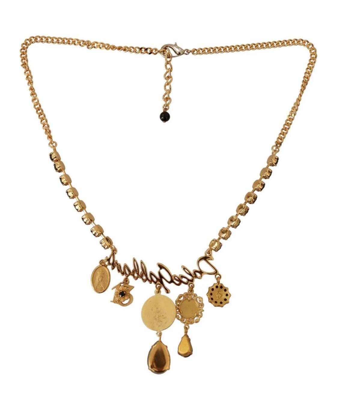 Dolce & Gabbana multi-colored charm gold necklace For Sale 4
