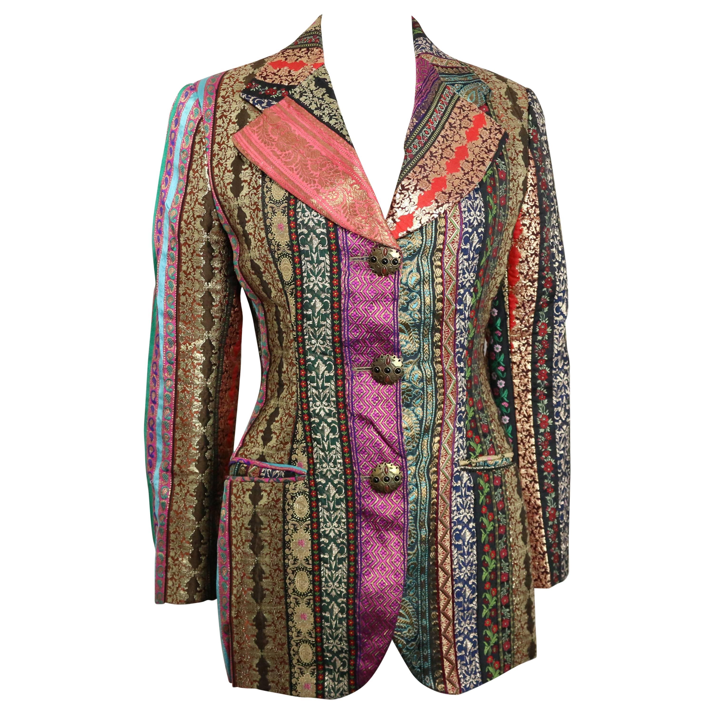 Dolce & Gabbana Multi Colour with Jacquard Patterns Embroidered Blazer For Sale