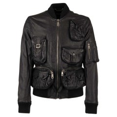 Dolce & Gabbana - Multi-Pocket Military Inspired Nappa Leather Jacket Black 46