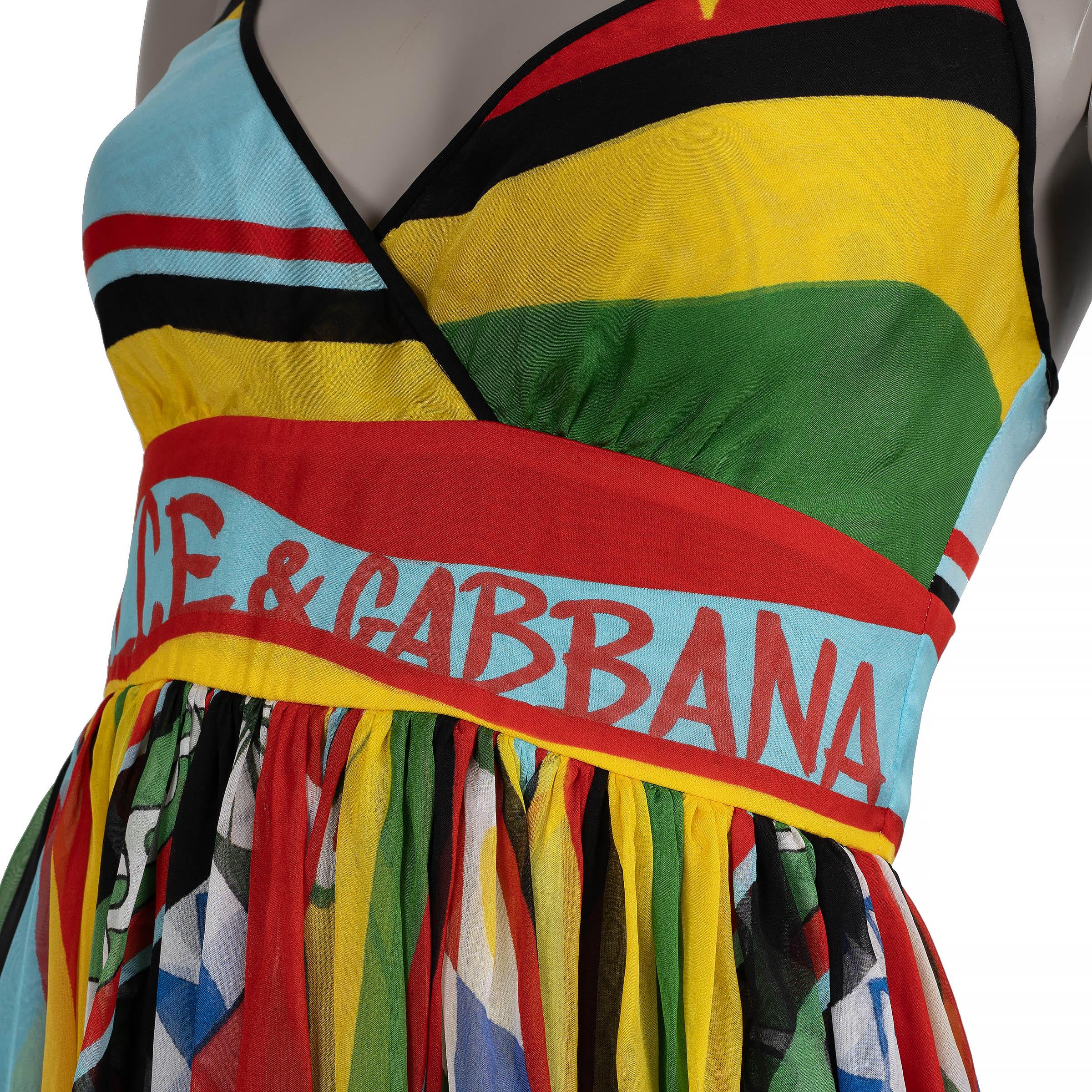 Women's DOLCE & GABBANA multi silk 2025 CARRETTO CHIFFON MAXI Dress S For Sale