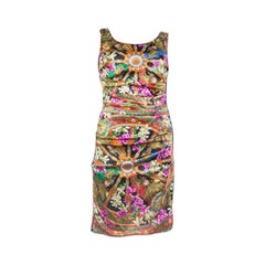 DOLCE 
GABBANA multi silk DRAPED SHEATH Dress 42