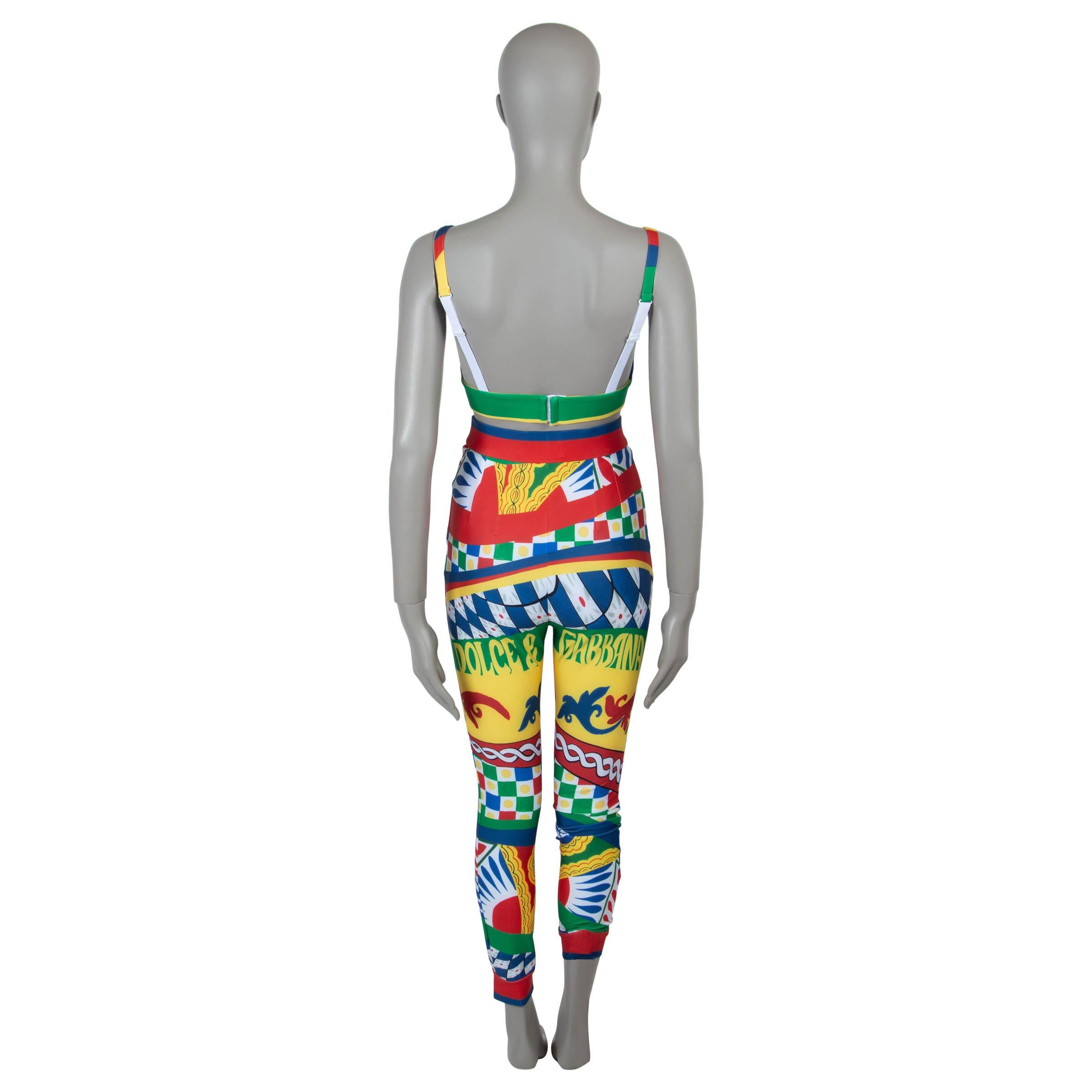 Gray DOLCE & GABBANA multicolor 2023 CARRETTO JERSEY TOP & LEGGINGS Set Suit S For Sale