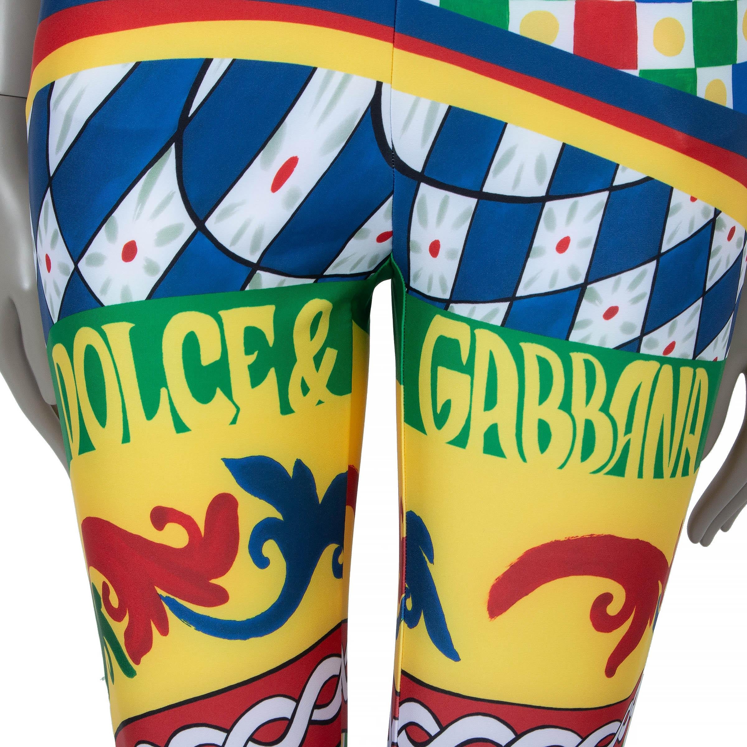 Women's DOLCE & GABBANA multicolor 2023 CARRETTO JERSEY TOP & LEGGINGS Set Suit S For Sale