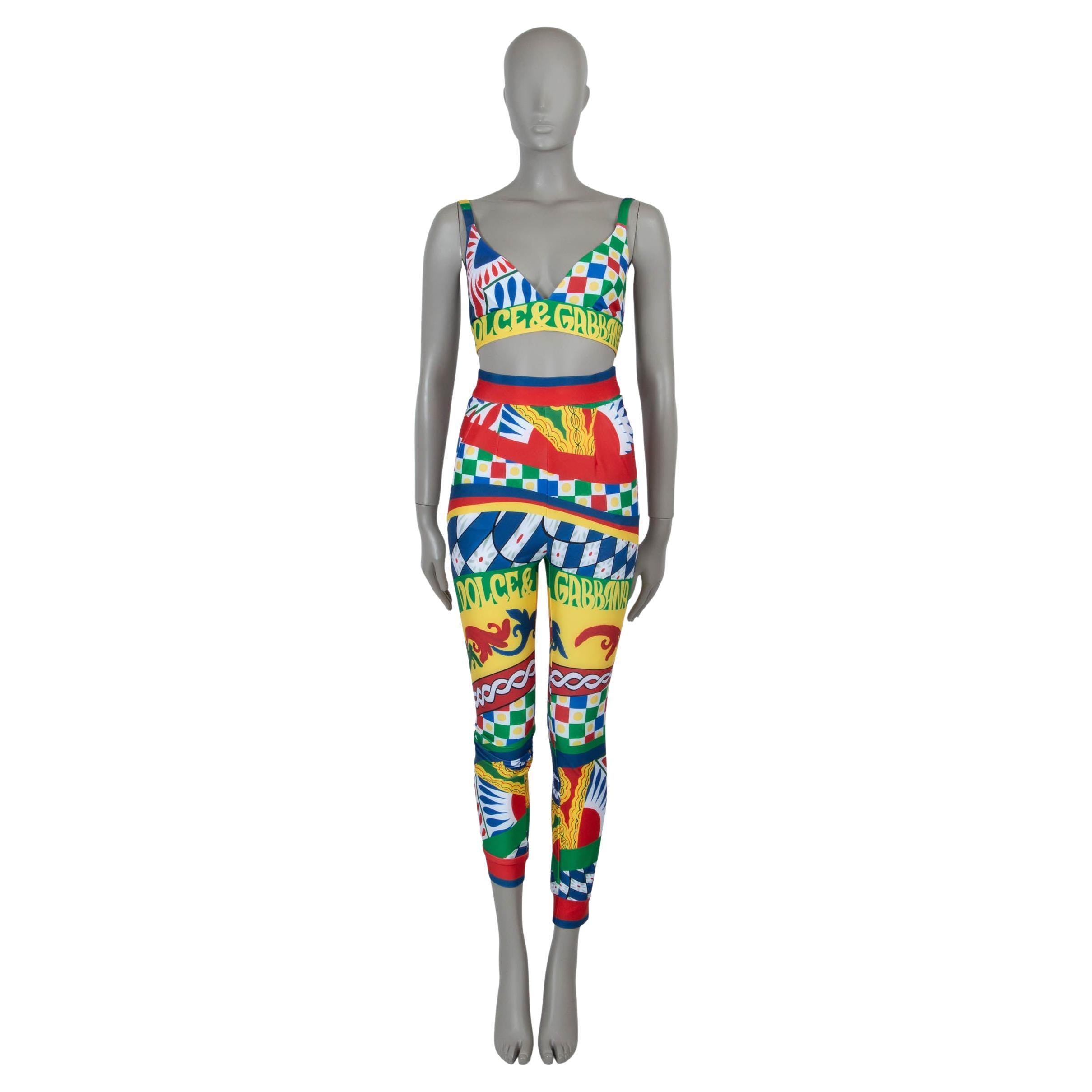 DOLCE & GABBANA multicolor 2023 CARRETTO JERSEY TOP & LEGGINGS Set Suit S For Sale