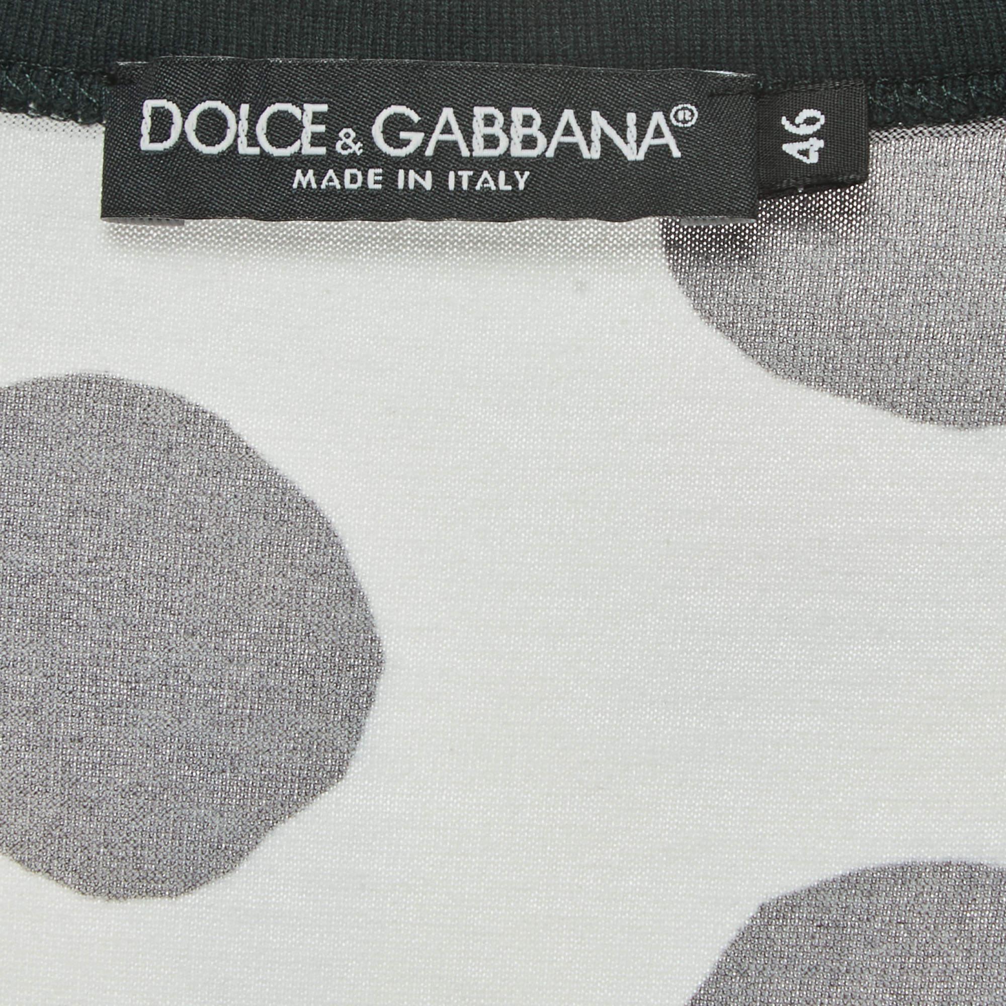 Dolce & Gabbana Multicolor All-Over Print Cotton V-Neck Half Sleeve T-Shirt S For Sale 1