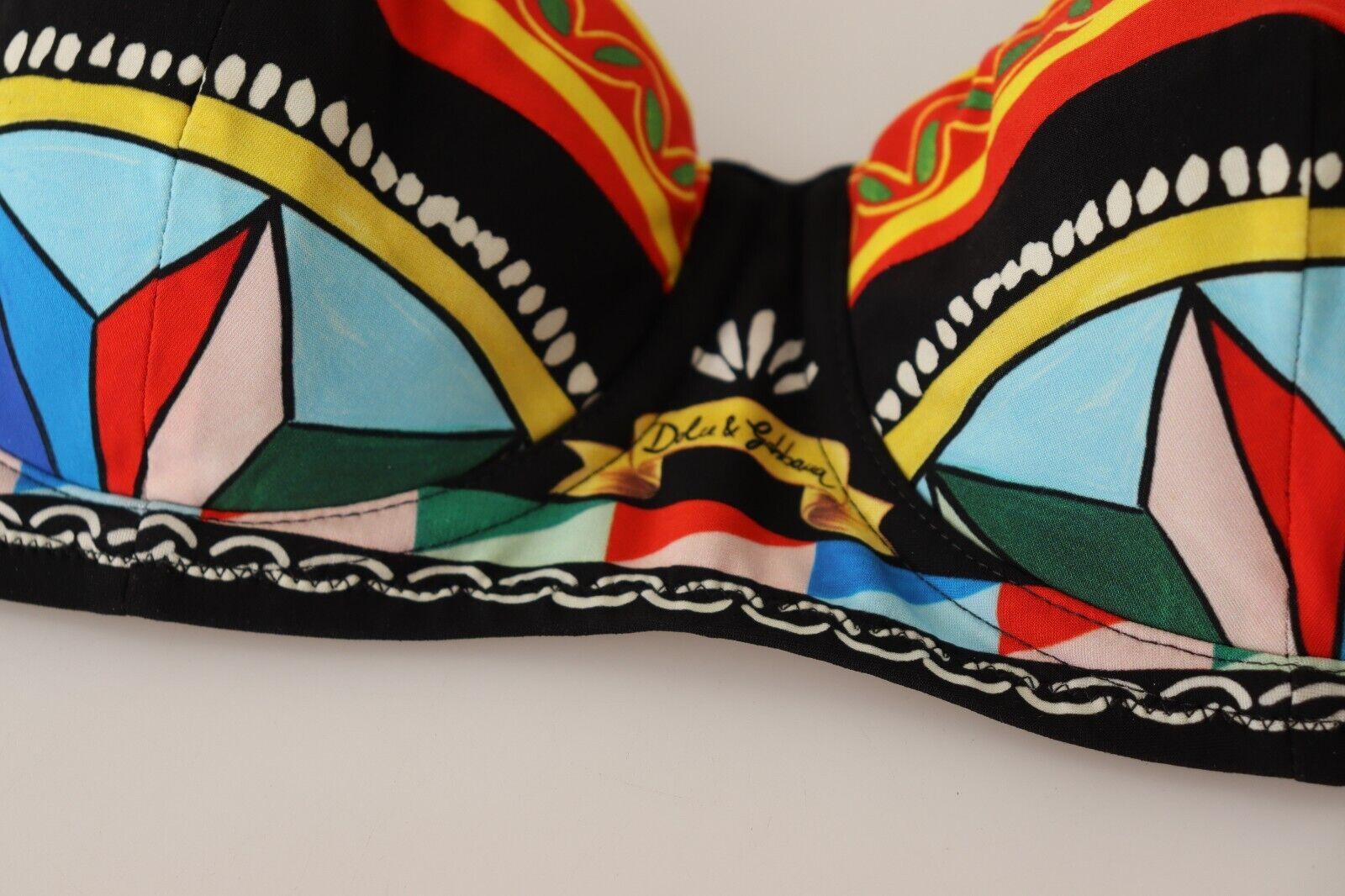 Dolce & Gabbana Multicolor Black Carretto Swimsuit Swimwear Beachwear Bikini DG For Sale 3