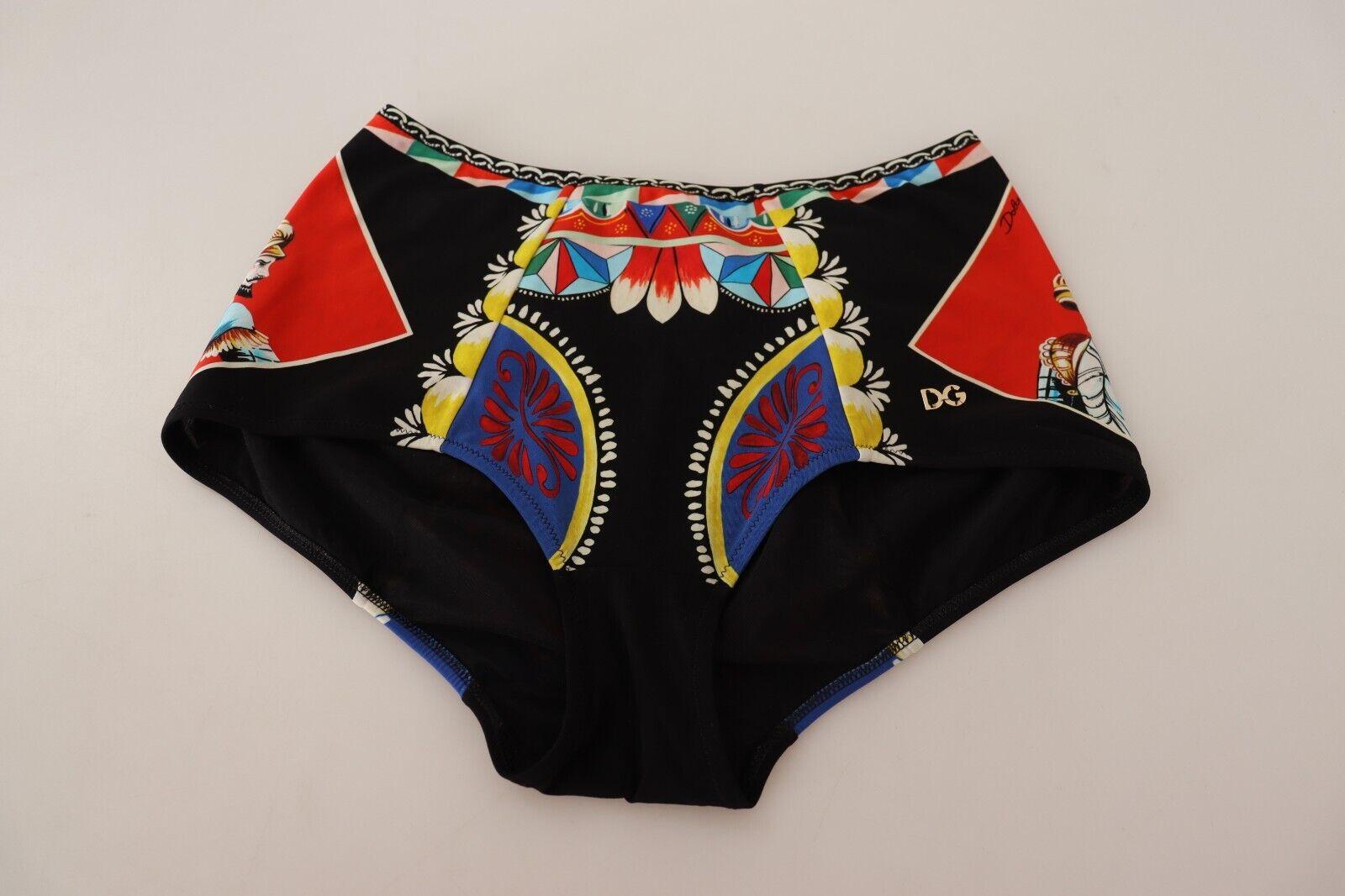 Dolce & Gabbana Multicolor Black Carretto Swimsuit Swimwear Beachwear Bikini DG For Sale 5