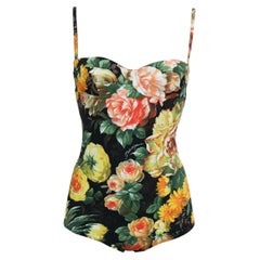 Dolce & Gabbana Multicolor Black Floral Swimsuit Swimwear Beachwear Bikini DG