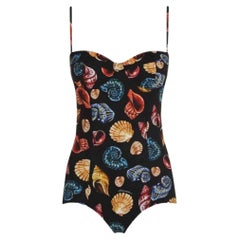 Dolce & Gabbana Multicolor Black Seashell Swimsuit Bikini Swimwear Beachwear 