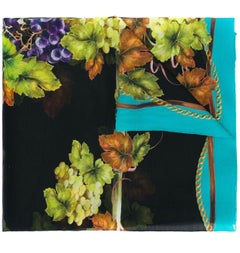 Dolce & Gabbana Multicolor Blue Black Modal Cashmere Scarf With Grape Print
