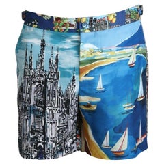 Dolce & Gabbana Multicolor Blue Boat Swimwear Swim Shorts Beachwear Trunks 