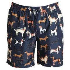 Dolce & Gabbana Multicolor Blue Dog Print Swimwear Swim Shorts Beachwear Boxer