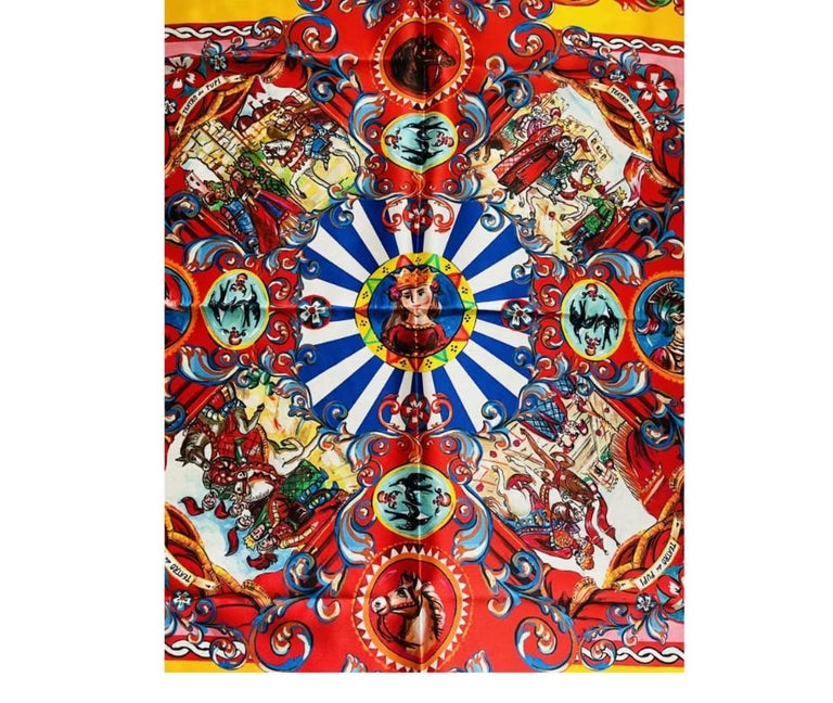 Dolce & Gabbana Multicolor Marble Neck Wrap Foulard Scarf