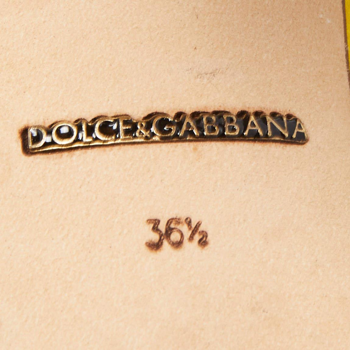 Dolce & Gabbana Multicolor Brocade Fabric Ankle Strap Sandals Size 36.5 1
