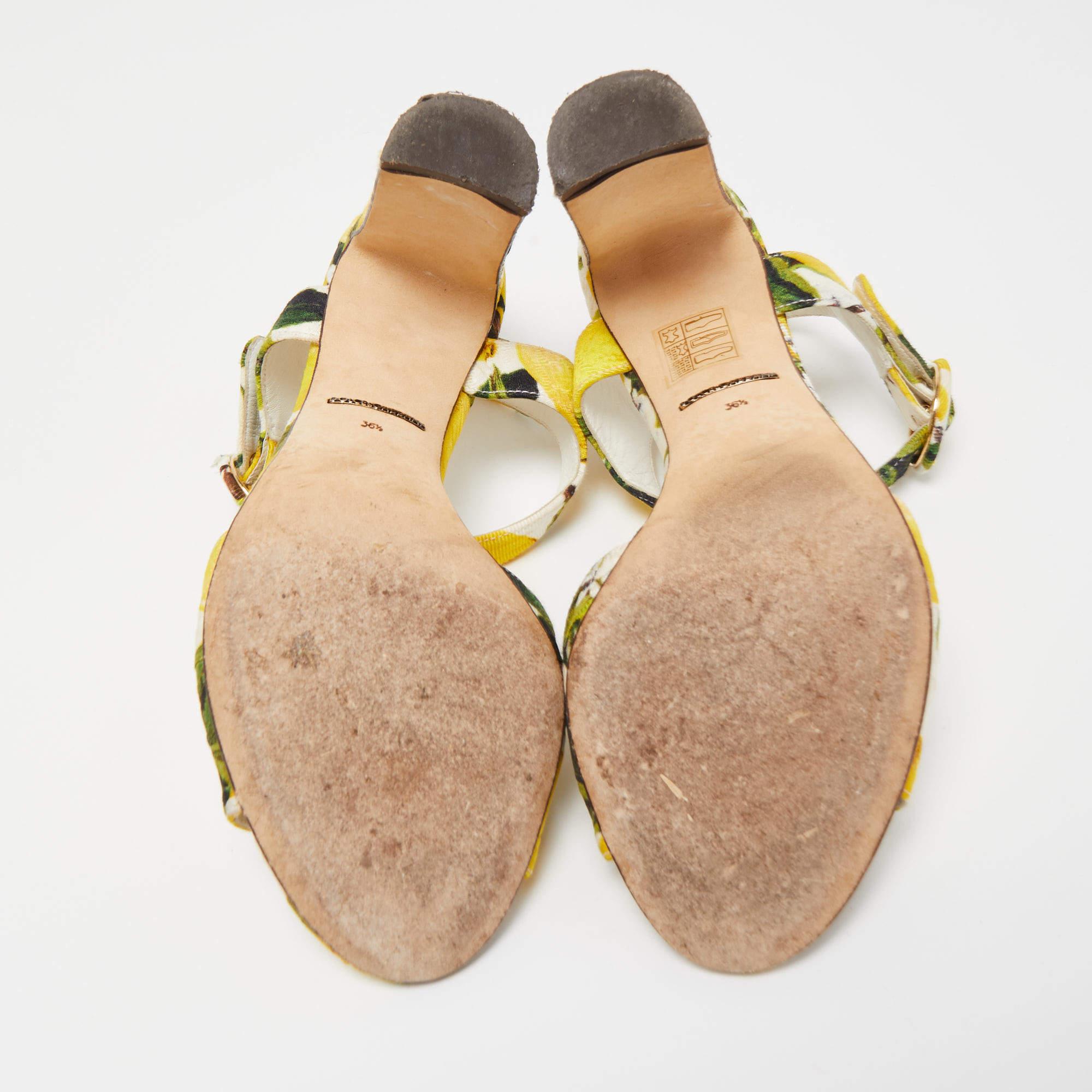 Dolce & Gabbana Multicolor Brocade Fabric Ankle Strap Sandals Size 36.5 2